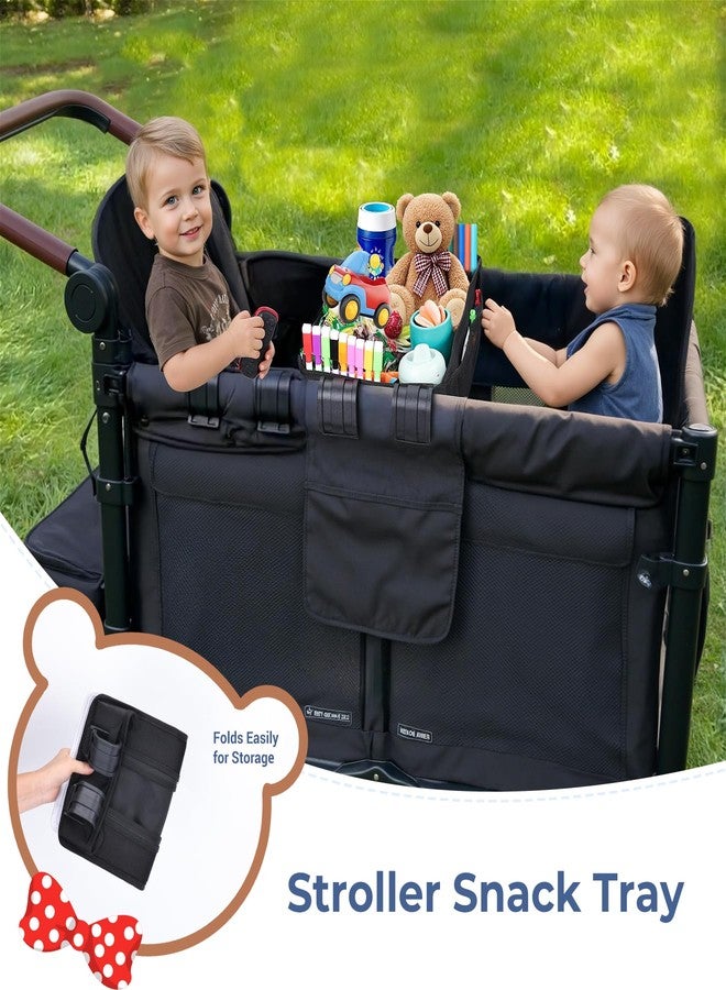 COOLBEBE Stroller Snack Tray for Wonderfold Wagon, Upgraded Foldable Kids Snacks & Activities with Drawing Tray, Universal Wonderfold Wagon W2 Accessories with Cup Holder & Mesh Pockets (W2 Series) - Image 2